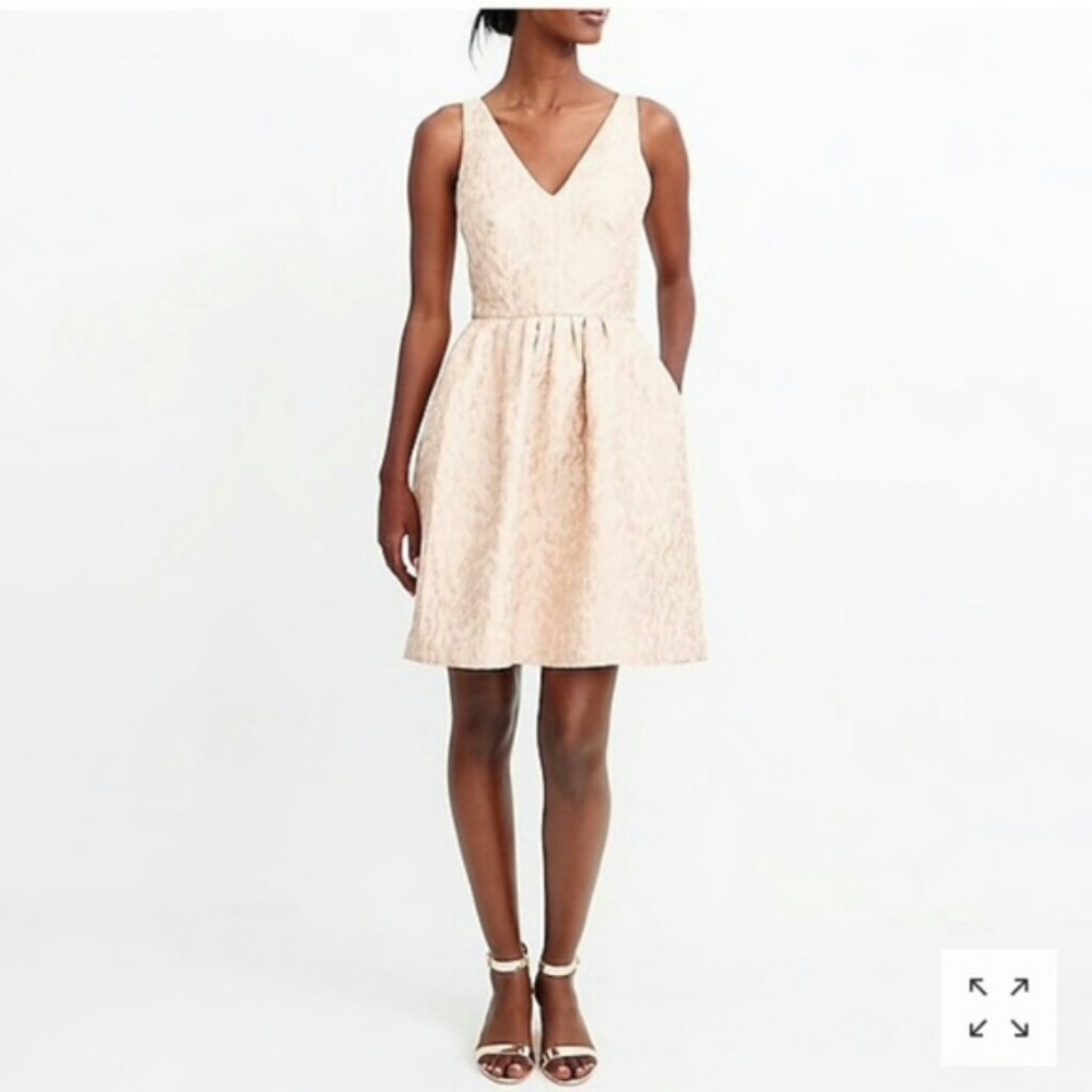 JCrew Factory Flared V-neck Jacquard Dress